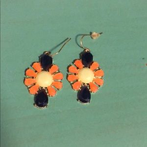 J. Crew coral and navy earrings